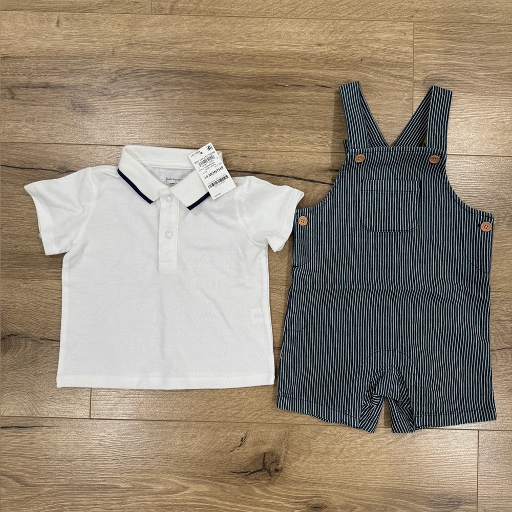 Striped Navy Overalls by [first impressions]